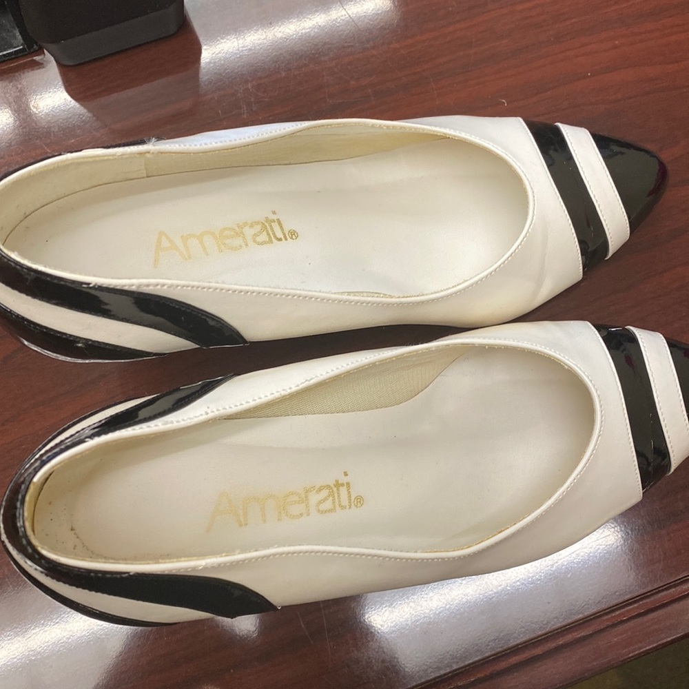 Tan and white shoes